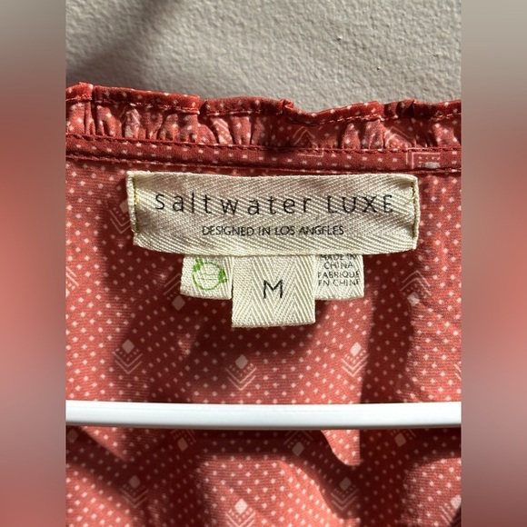 LIKE NEW | Saltwater LUXE Lena Peasant Mini Dress in Rose Dots Women’s Medium - Picture 6 of 12